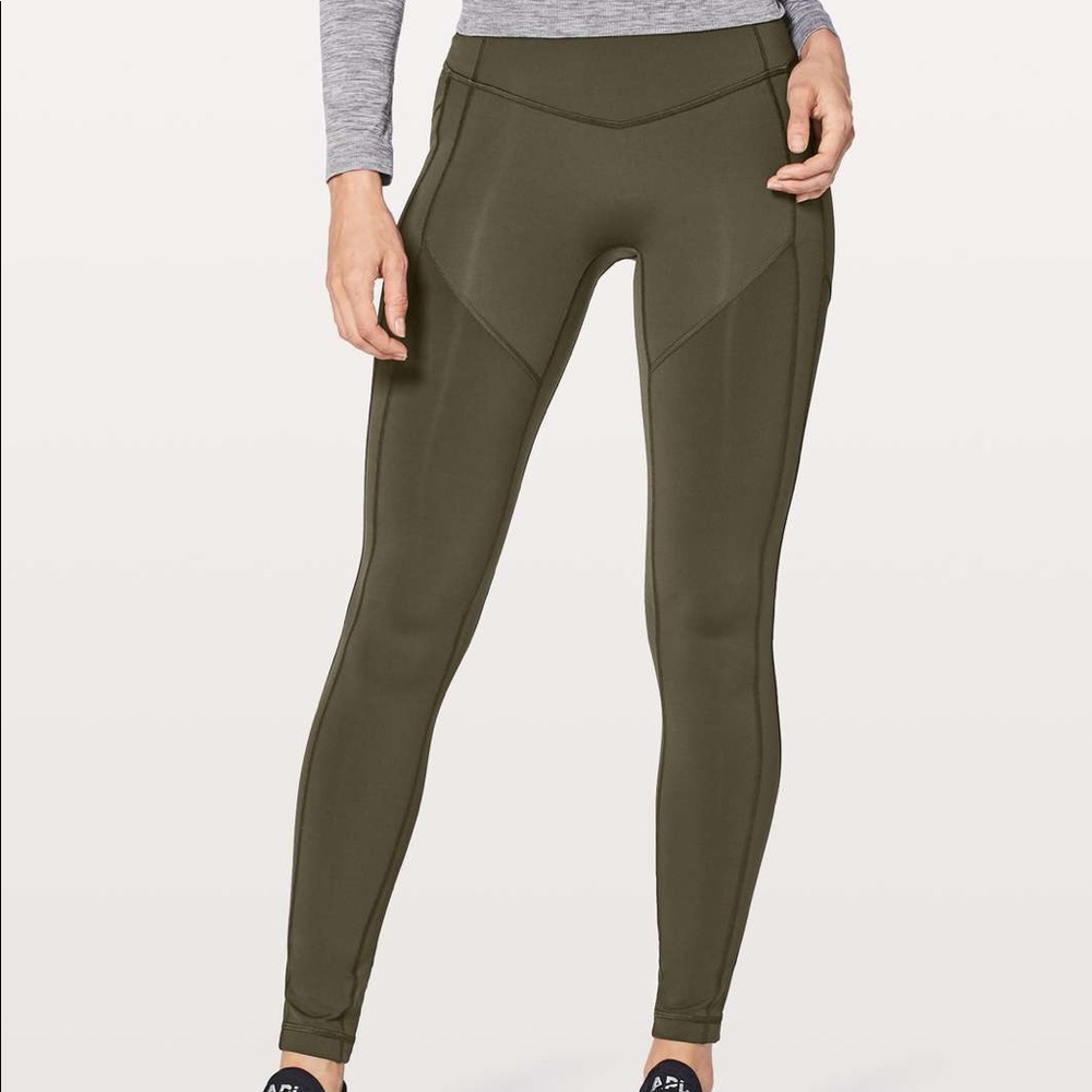 Lululemon All The Right Places Dark Olive Full Length RARE